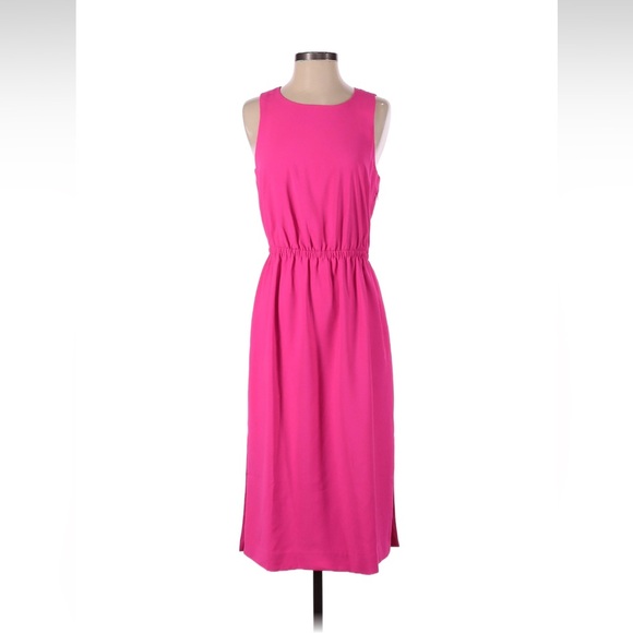 J. Crew Button Back Neon Flamingo Hot Pink Dress - Picture 1 of 7